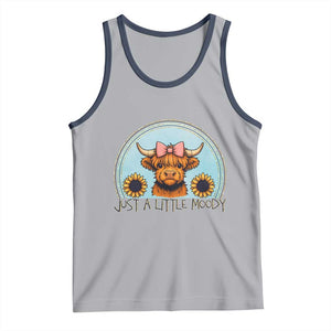 Just A Little Moody Tank Top Funny Sarcasm Highland Cattle TS12 Athletic Heather Navy Print Your Wear