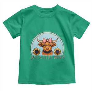 Just A Little Moody Toddler T Shirt Funny Sarcasm Highland Cattle TS12 Irish Green Print Your Wear