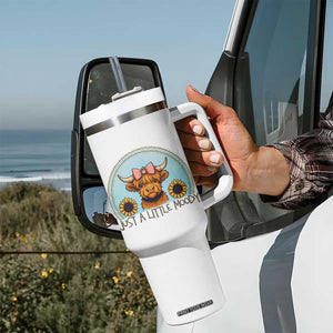 Just A Little Moody Tumbler With Handle Funny Sarcasm Highland Cattle TS12 Print Your Wear