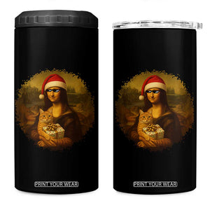 Chritsmas Mona Lisa 4 in 1 Can Cooler Tumbler Funny Holiday Kitty Lover TS12 One Size: 16 oz Black Print Your Wear