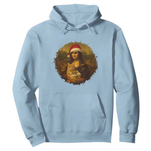 Chritsmas Mona Lisa Hoodie Funny Holiday Kitty Lover TS12 Light Blue Print Your Wear