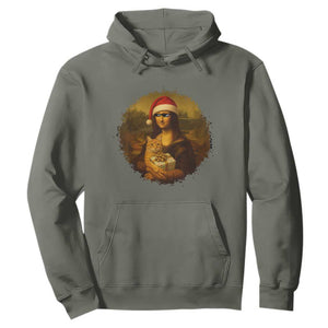 Chritsmas Mona Lisa Hoodie Funny Holiday Kitty Lover TS12 Military Green Print Your Wear