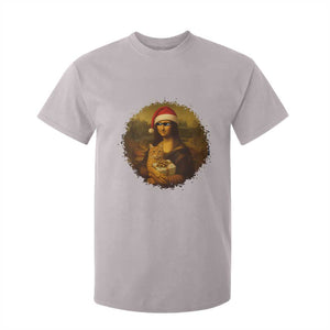 Chritsmas Mona Lisa T Shirt For Kid Funny Holiday Kitty Lover TS12 Ice Gray Print Your Wear