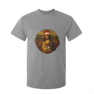 Chritsmas Mona Lisa T Shirt For Kid Funny Holiday Kitty Lover TS12 Sport Gray Print Your Wear