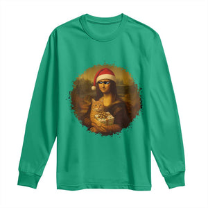 Chritsmas Mona Lisa Long Sleeve Shirt Funny Holiday Kitty Lover TS12 Irish Green Print Your Wear
