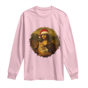 Chritsmas Mona Lisa Long Sleeve Shirt Funny Holiday Kitty Lover TS12 Light Pink Print Your Wear