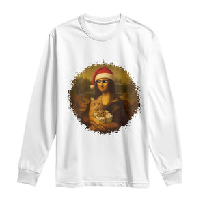Chritsmas Mona Lisa Long Sleeve Shirt Funny Holiday Kitty Lover TS12 White Print Your Wear