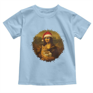 Chritsmas Mona Lisa Toddler T Shirt Funny Holiday Kitty Lover TS12 Light Blue Print Your Wear
