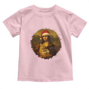 Chritsmas Mona Lisa Toddler T Shirt Funny Holiday Kitty Lover TS12 Light Pink Print Your Wear