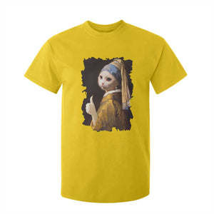 Funny Cat With A Pearl Earring Parody Art T Shirt For Kid TS12 Daisy Print Your Wear