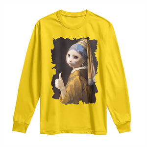 Funny Cat With A Pearl Earring Parody Art Long Sleeve Shirt TS12 Daisy Print Your Wear