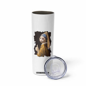 Funny Cat With A Pearl Earring Parody Art Skinny Tumbler TS12 Print Your Wear