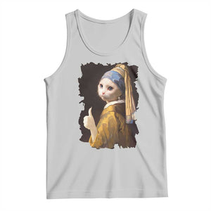 Funny Cat With A Pearl Earring Parody Art Tank Top TS12 Ash Print Your Wear