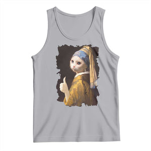 Funny Cat With A Pearl Earring Parody Art Tank Top TS12 Athletic Heather Print Your Wear