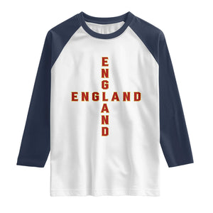 England Pride Cross Shape Typography Graphic Raglan Shirt TS12 White Navy Print Your Wear
