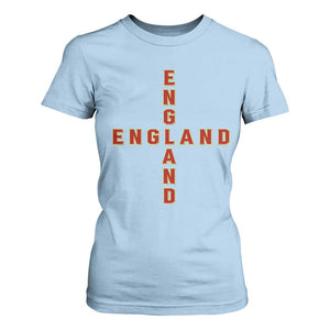 England Pride Cross Shape Typography Graphic T Shirt For Women TS12 Light Blue Print Your Wear