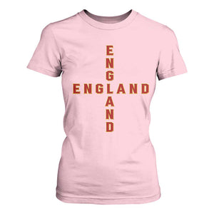 England Pride Cross Shape Typography Graphic T Shirt For Women TS12 Light Pink Print Your Wear