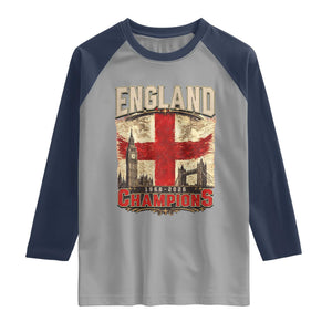 Vintage England Champions Raglan Shirt Proud Football Fan Heritage TS12 Sport Gray Navy Print Your Wear