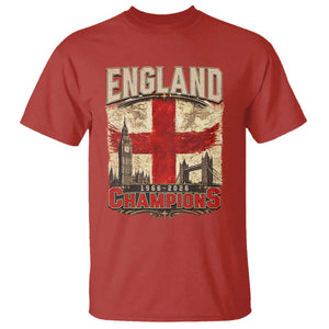 Vintage England Champions T Shirt Proud Football Fan Heritage TS12 Red Print Your Wear