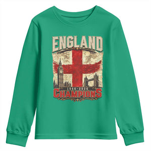 Vintage England Champions Youth Sweatshirt Proud Football Fan Heritage TS12 Irish Green Print Your Wear