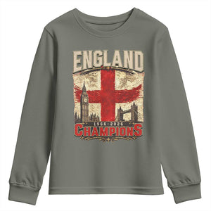 Vintage England Champions Youth Sweatshirt Proud Football Fan Heritage TS12 Military Green Print Your Wear