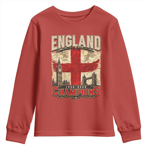 Vintage England Champions Youth Sweatshirt Proud Football Fan Heritage TS12 Red Print Your Wear