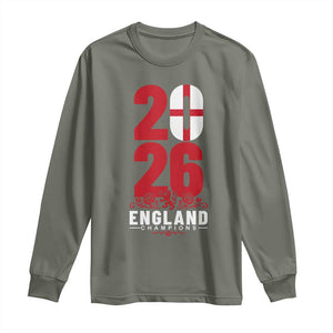Vintage England Champions Long Sleeve Shirt Football Supporter Graphic TS12 Military Green Print Your Wear
