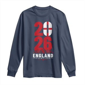 Vintage England Champions Long Sleeve Shirt Football Supporter Graphic TS12 Navy Print Your Wear