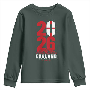 Vintage England Champions Youth Sweatshirt Football Supporter Graphic TS12 Dark Forest Green Print Your Wear