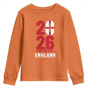Vintage England Champions Youth Sweatshirt Football Supporter Graphic TS12 Orange Print Your Wear