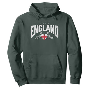 England Flag Heart Hoodie Patriotic English Pride Graphic Gift TS12 Dark Forest Green Print Your Wear