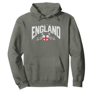 England Flag Heart Hoodie Patriotic English Pride Graphic Gift TS12 Military Green Print Your Wear