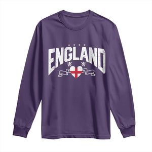 England Flag Heart Long Sleeve Shirt Patriotic English Pride Graphic Gift TS12 Purple Print Your Wear