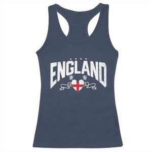 England Flag Heart Racerback Tank Top Patriotic English Pride Graphic Gift TS12 Navy Print Your Wear