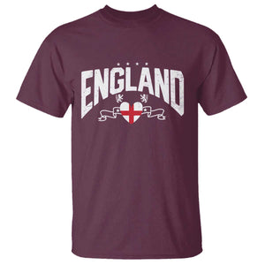 England Flag Heart T Shirt Patriotic English Pride Graphic Gift TS12 Maroon Print Your Wear