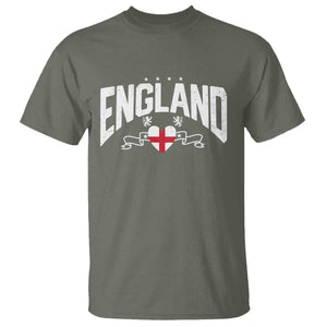 England Flag Heart T Shirt Patriotic English Pride Graphic Gift TS12 Military Green Print Your Wear