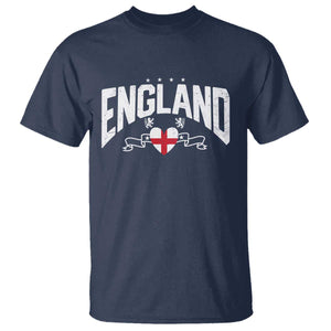 England Flag Heart T Shirt Patriotic English Pride Graphic Gift TS12 Navy Print Your Wear