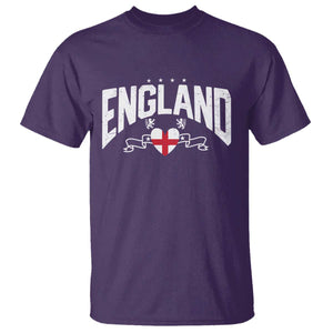 England Flag Heart T Shirt Patriotic English Pride Graphic Gift TS12 Purple Print Your Wear