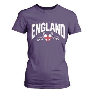 England Flag Heart T Shirt For Women Patriotic English Pride Graphic Gift TS12 Purple Print Your Wear