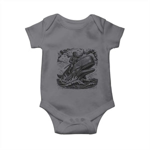 Funny Skeleton Whale Rider Baby Onesie Dark Maritime Gothic Vintage Nautical Graphic