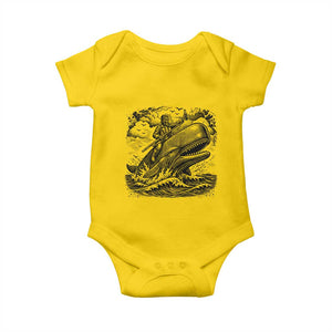 Funny Skeleton Whale Rider Baby Onesie Dark Maritime Gothic Vintage Nautical Graphic