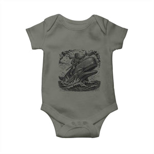 Funny Skeleton Whale Rider Baby Onesie Dark Maritime Gothic Vintage Nautical Graphic