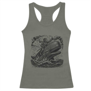 Funny Skeleton Whale Rider Racerback Tank Top Dark Maritime Gothic Vintage Nautical Graphic