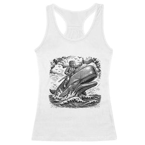 Funny Skeleton Whale Rider Racerback Tank Top Dark Maritime Gothic Vintage Nautical Graphic