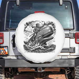 Funny Skeleton Whale Rider Spare Tire Cover Dark Maritime Gothic Vintage Nautical Graphic