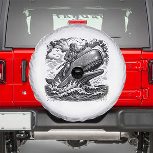 Funny Skeleton Whale Rider Spare Tire Cover Dark Maritime Gothic Vintage Nautical Graphic