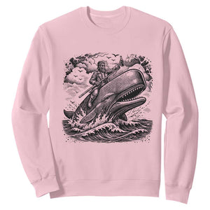 Funny Skeleton Whale Rider Sweatshirt Dark Maritime Gothic Vintage Nautical Graphic