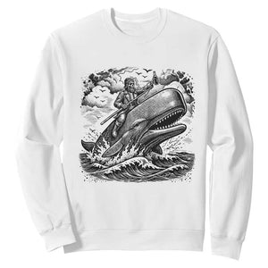 Funny Skeleton Whale Rider Sweatshirt Dark Maritime Gothic Vintage Nautical Graphic