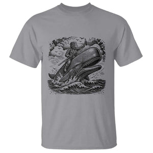 Funny Skeleton Whale Rider T Shirt Dark Maritime Gothic Vintage Nautical Graphic
