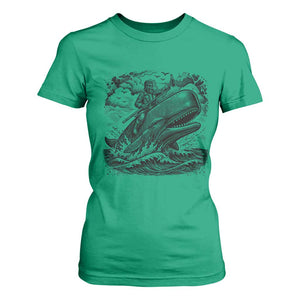 Funny Skeleton Whale Rider T Shirt For Women Dark Maritime Gothic Vintage Nautical Graphic